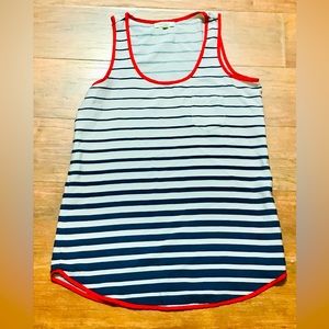 Vintage Alythea Cream With Navy Stripes Sleeveless Blouse
